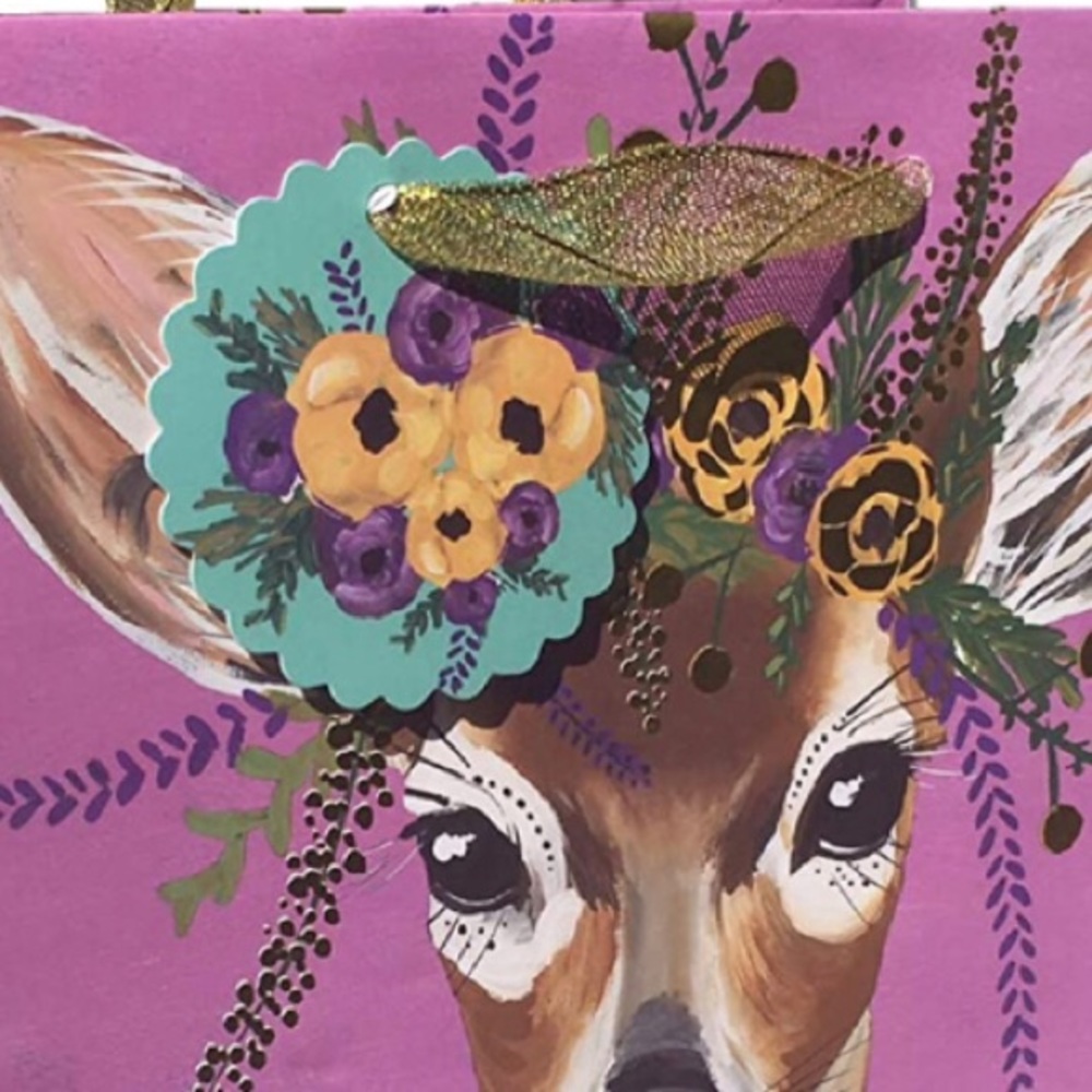 OCS Designs Flower Crown Deer Foil Gift Bag w/Tag (GB026), Medium - Picture 3 of 3